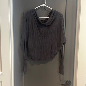 Free People Crew Neck Waffle Knit Pull Over